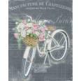 Carte artisanale Vintage "Bicyclette blanche fleurie"