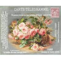 Carte artisanale Vintage "Panier de Roses"